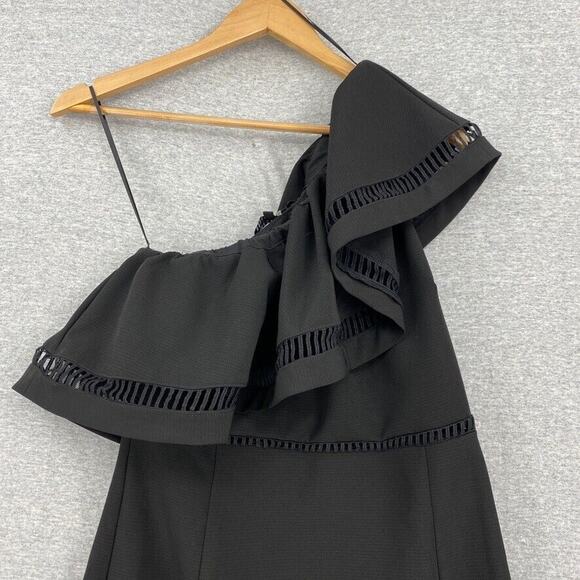 Endless Rose Dress Womens Small Black One Shoulder Ruffled Cut Out Hemline - Picture 6 of 11